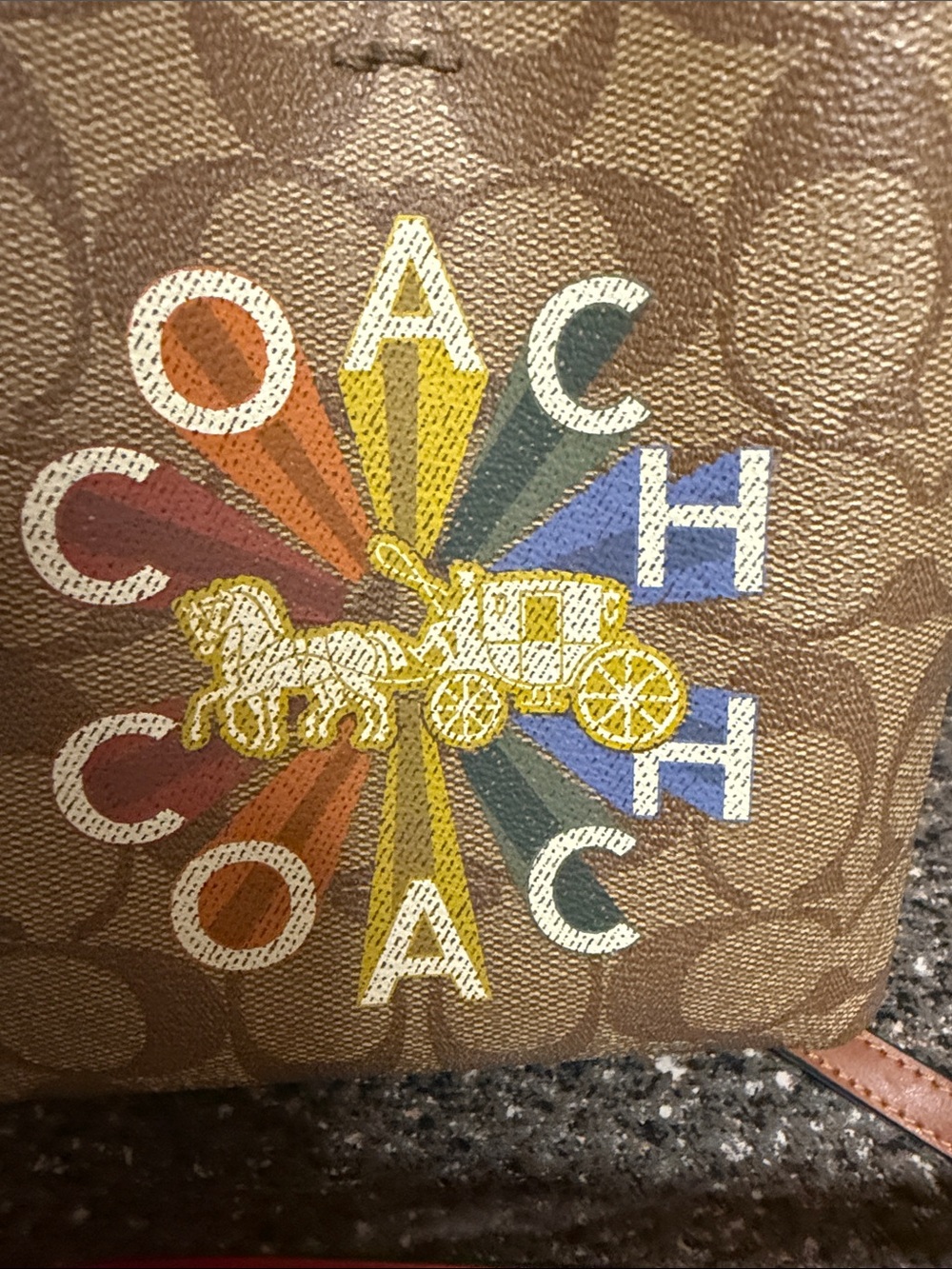 Coach mini town bucket bag in signature canvas with Coach Radial Rainbow NWOT - Picture 5 of 8